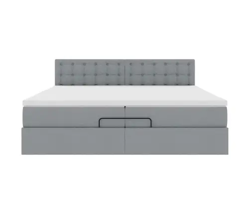 Ottomani Voodiraam Madratsitega, Helehall, 200X200cm Kangas