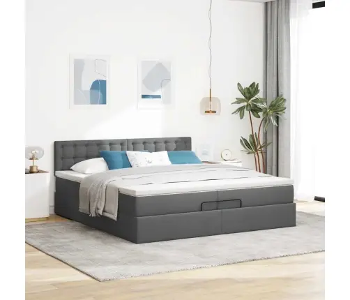 Osmanų Lovos Rėmas Su Čiužiniais, Pilkas, 200X200cm Audinys