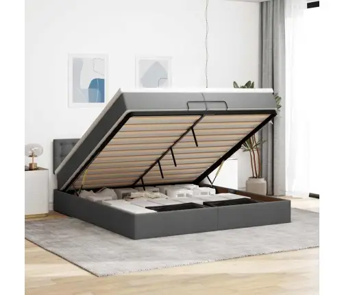 Osmanų Lovos Rėmas Su Čiužiniais, Pilkas, 200X200cm Audinys