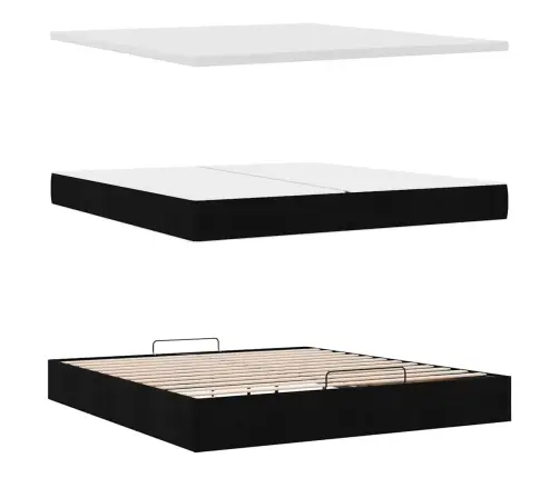 Osmaņu Gultas Rāmis Ar Matračiem Melns 200X200Cm Audums Vidaxl
