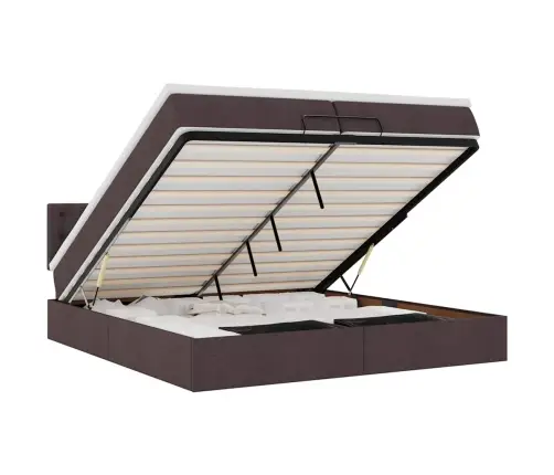 Osmaņu Gultas Rāmis Ar Matračiem Tumši Brūns 200X200Cm Audums Vidaxl