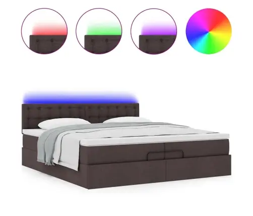 Osmaņu Gultas Rāmis Ar Matračiem Tumši Brūns 200X200Cm Audums Vidaxl