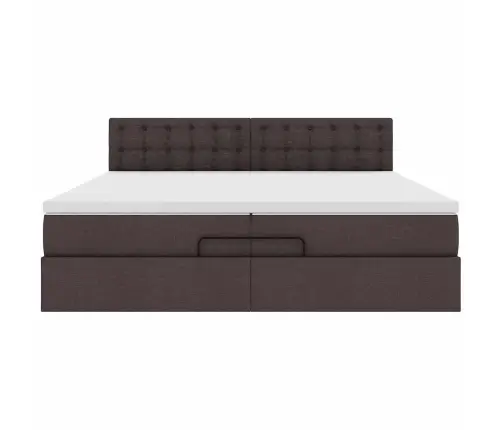 Osmaņu Gultas Rāmis Ar Matračiem Tumši Brūns 200X200Cm Audums Vidaxl