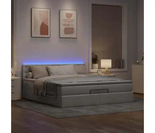 Osmaņu Gultas Rāmis Ar Matračiem Pelēkbrūns 200X200Cm Audums Vidaxl