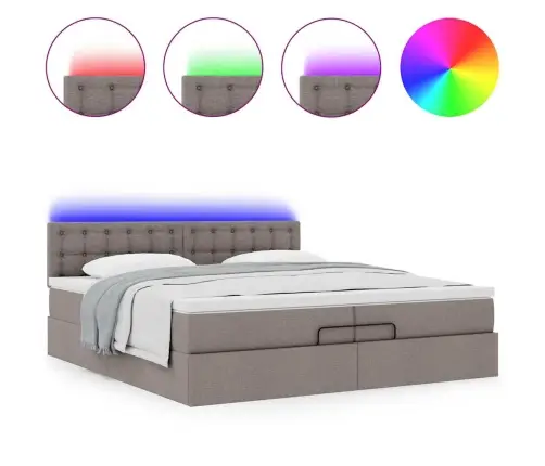 Osmaņu Gultas Rāmis Ar Matračiem Pelēkbrūns 200X200Cm Audums Vidaxl