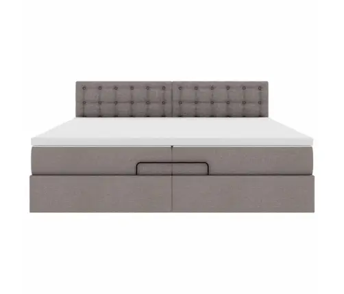 Osmaņu Gultas Rāmis Ar Matračiem Pelēkbrūns 200X200Cm Audums Vidaxl