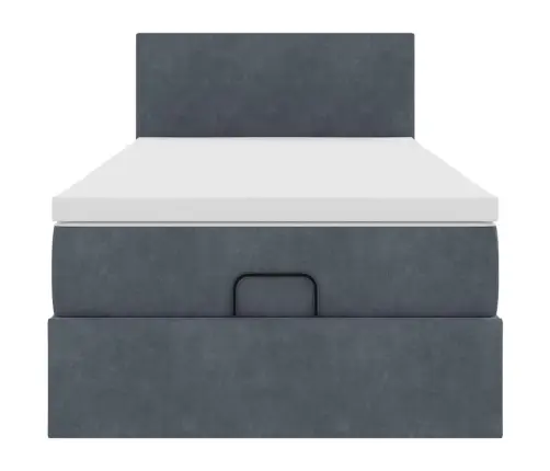 Osmanų Lovos Rėmas Su Čiužiniu, Pilkas, 80X200cm Aksomas