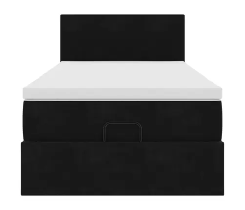 Osmaņu Gulta Ar Matraci & Leds, Melns, 80X200 Cm, Samts Vidaxl