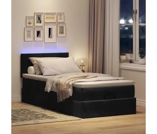 Osmaņu Gultas Rāmis Ar Matrača Melns 90X190Cm Samts Vidaxl Osmaņu Gultas Rāmis Ar Matrača Melns 90X190Cm Samts Vidaxl