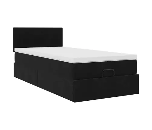 Osmaņu Gultas Rāmis Ar Matrača Melns 90X190Cm Samts Vidaxl Osmaņu Gultas Rāmis Ar Matrača Melns 90X190Cm Samts Vidaxl