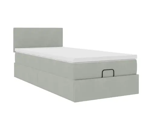 Osmaņu Gultas Rāmis Ar Matrača Gaiši Pelēks 90X200Cm Samts Vidaxl