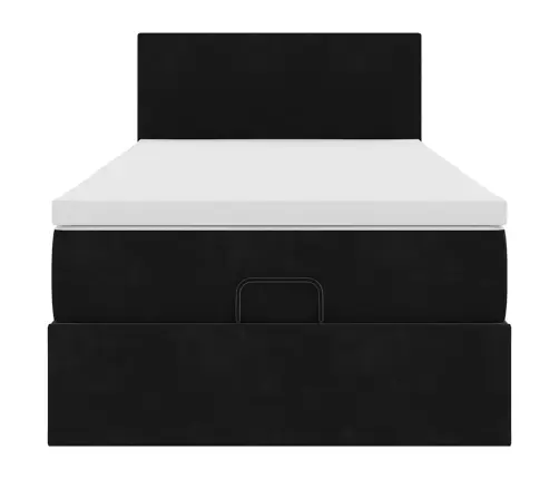 Ottomani Voodiraam Madratsiga, Must, 90X200cm Samet