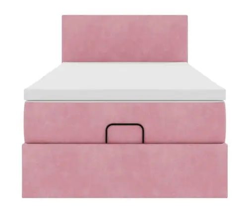 Osmaņu Gultas Rāmis Ar Matrača Rozā 100X200Cm Samts Vidaxl