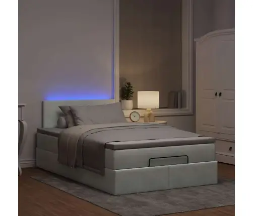 Osmaņu Gulta Ar Matraci&Leds, Gaiši Pelēks, 120X190 Cm, Samts Vidaxl