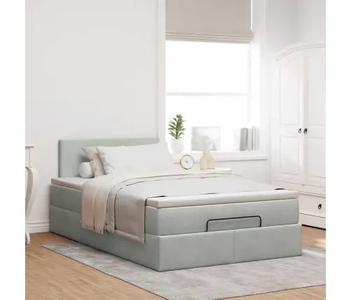 Osmaņu Gulta Ar Matraci&Leds, Gaiši Pelēks, 120X190 Cm, Samts Vidaxl