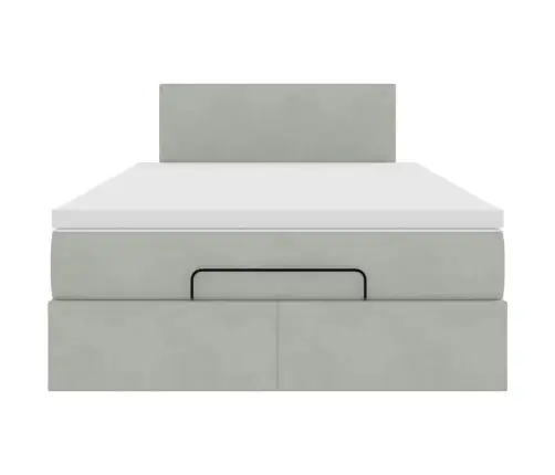 Osmaņu Gulta Ar Matraci&Leds, Gaiši Pelēks, 120X190 Cm, Samts Vidaxl