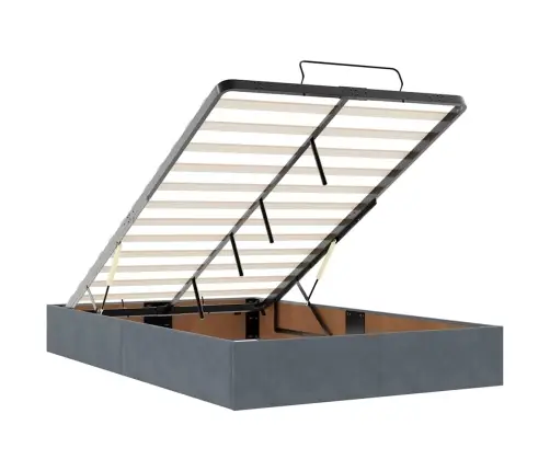 Ottomani Voodi Madratsi Ja Led, Tumehall, 120X190cm Samet