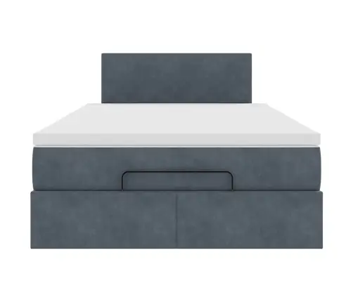 Ottomani Voodi Madratsi Ja Led, Tumehall, 120X190cm Samet