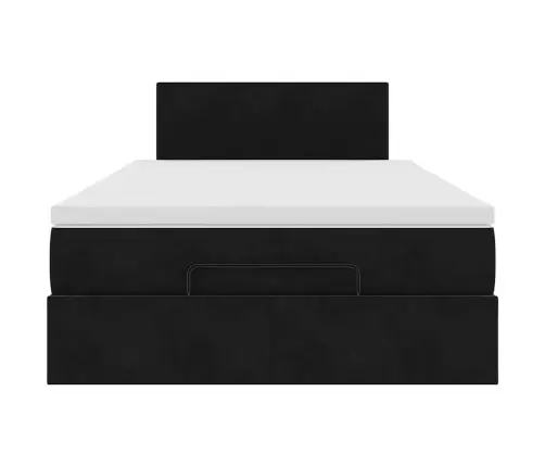 Ottomani Voodi Madratsi Ja Led, Must, 120X190cm Samet