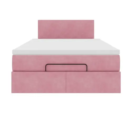 Osmaņu Gulta Ar Matraci&Leds, Rozā, 120X190 Cm, Samts Vidaxl