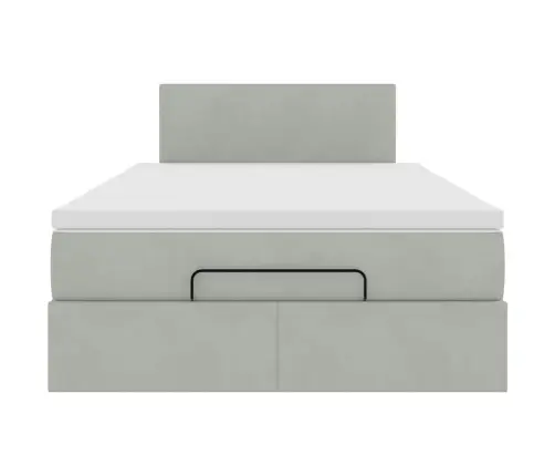 Osmaņu Gultas Rāmis Ar Matrača Gaiši Pelēks 120X200Cm Samts Vidaxl