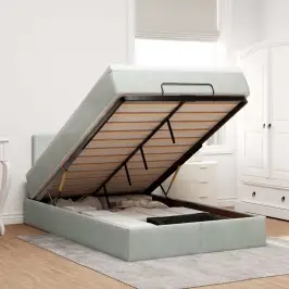 Osmaņu Gultas Rāmis Ar Matrača Gaiši Pelēks 120X200Cm Samts Vidaxl Osmaņu Gultas Rāmis Ar Matrača Gaiši Pelēks 120X200Cm Samts Vidaxl