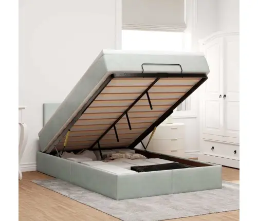 Osmaņu Gultas Rāmis Ar Matrača Gaiši Pelēks 120X200Cm Samts Vidaxl