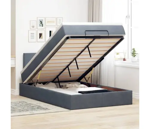 Ottomani Voodiraam Madratsiga, Tumehall, 120X200 cm Samet