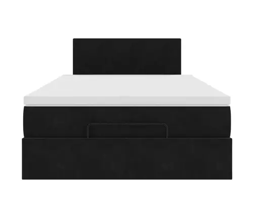 Ottomani Voodiraam Madratsiga, Must, 120X200 cm Samet