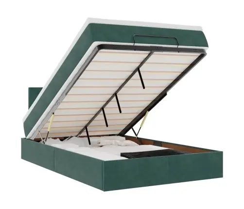 Osmanų Lovos Rėmas Su Čiužiniu, Žalias, 120X200cm Aksomas