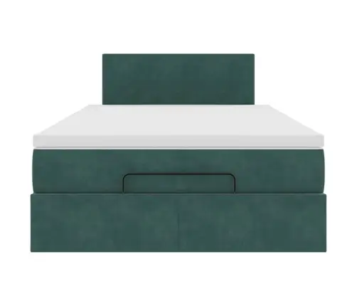 Osmanų Lovos Rėmas Su Čiužiniu, Žalias, 120X200cm Aksomas