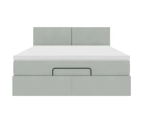 Osmanų Lovos Rėmas Su Čiužiniu, Pilkas, 140X190cm Aksomas