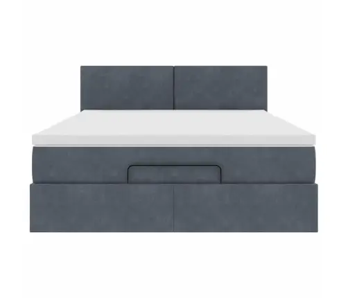 Osmaņu Gulta Ar Matraci & Leds, Tumši Pelēks, 140X190Cm, Samts Vidaxl