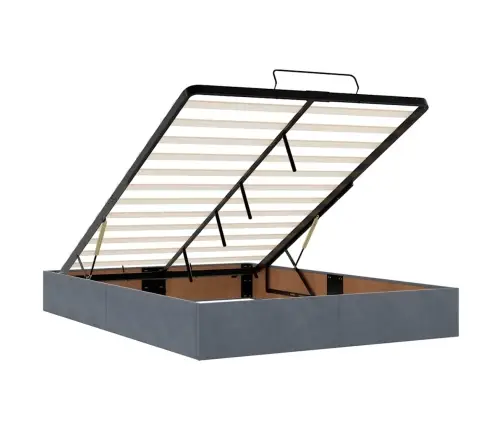 Osmaņu Gulta Ar Matraci & Leds, Tumši Pelēks, 140X190Cm, Samts Vidaxl