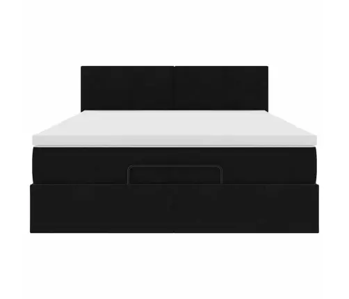 Osmaņu Gulta Ar Matraci & Leds, Melns, 140X190 Cm, Samts Vidaxl