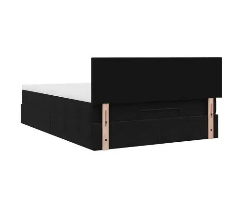 Osmaņu Gulta Ar Matraci & Leds, Melns, 140X190 Cm, Samts Vidaxl