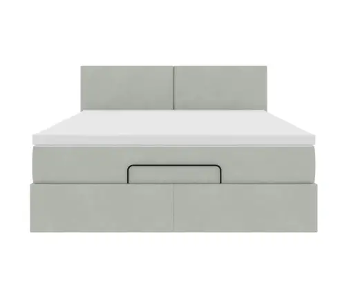 Osmaņu Gulta Ar Matraci & Leds, Gaiši Pelēks, 140X200Cm, Samts Vidaxl