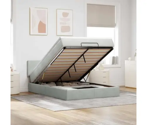 Osmaņu Gulta Ar Matraci & Leds, Gaiši Pelēks, 140X200Cm, Samts Vidaxl