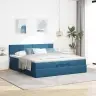 Osmaņu Gultas Rāmis Ar Matrača&Led Tumši Zils 160X200Cm Velvet Vidaxl