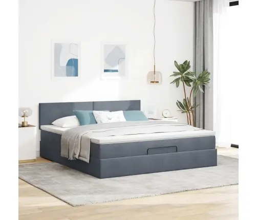 Osmaņu Gultas Rāmis Ar Matrača Tumši Pelēks 180X200 Cm Samts Vidaxl