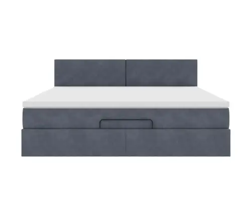 Osmaņu Gultas Rāmis Ar Matrača Tumši Pelēks 180X200 Cm Samts Vidaxl