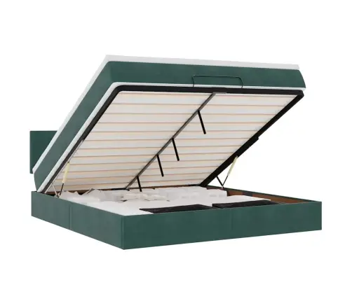 Osmaņu Gultas Rāmis Ar Matrača Tumši Zaļš 180X200Cm Samts Vidaxl