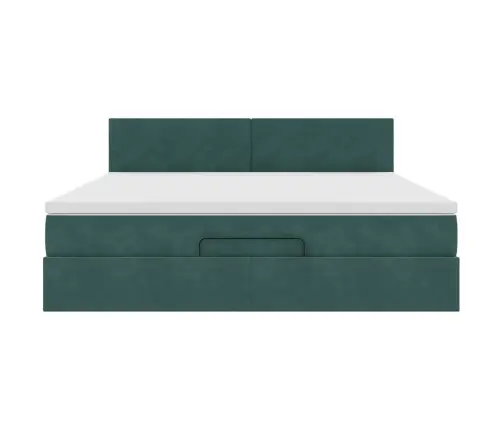 Osmaņu Gultas Rāmis Ar Matrača Tumši Zaļš 180X200Cm Samts Vidaxl