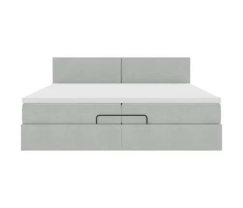 Osmaņu Gultas Rāmis Ar Matračiem Gaiši Pelēks 200X200Cm Audums Vidaxl