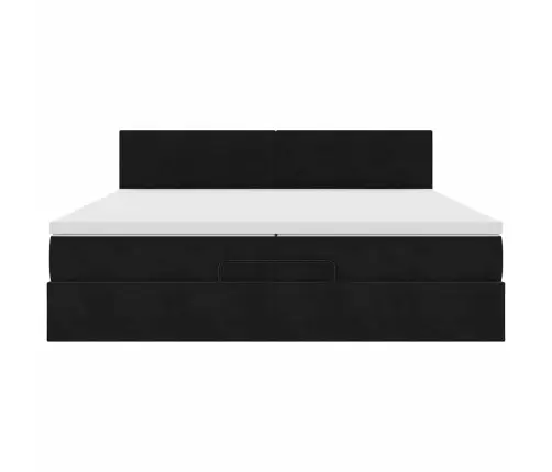 Ottomani Voodiraam Madratsitega, Must, 200X200 cm Samet