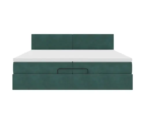 Ottomani Voodiraam Madratsitega, Tumeroheline, 200X200cm Samet