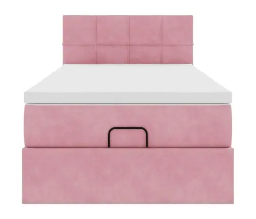 Osmaņu Gulta Ar Matraci & Leds, Rozā, 80X200 Cm, Samts Vidaxl