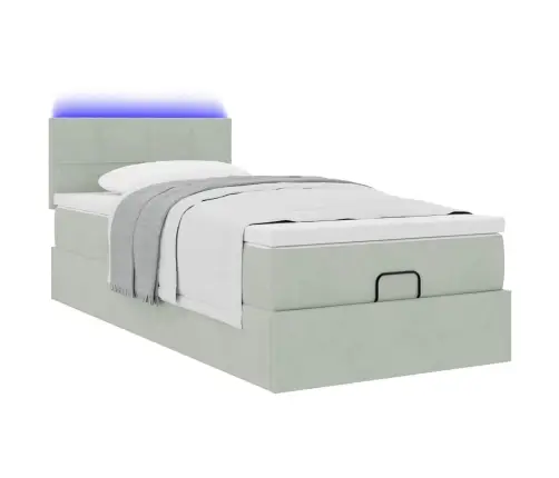 Osmaņu Gultas Rāmis Ar Matrača Gaiši Pelēks 90X190Cm Samts Vidaxl