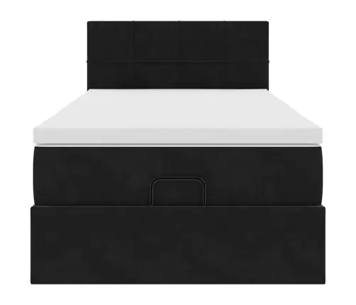 Osmanų Lovos Rėmas Su Čiužiniu, Juodas, 90X190cm Aksomas