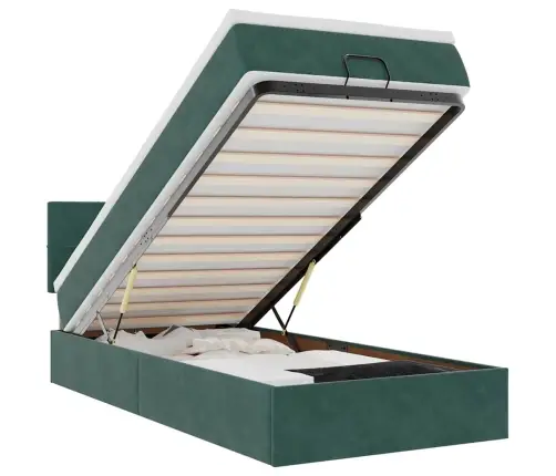 Osmaņu Gultas Rāmis Ar Matrača Tumši Zaļš 90X190Cm Samts Vidaxl